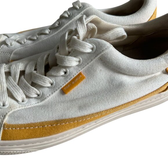 TORY BURCH Yellow White Canvas Sneakers Size 10.5 - Picture 5 of 10